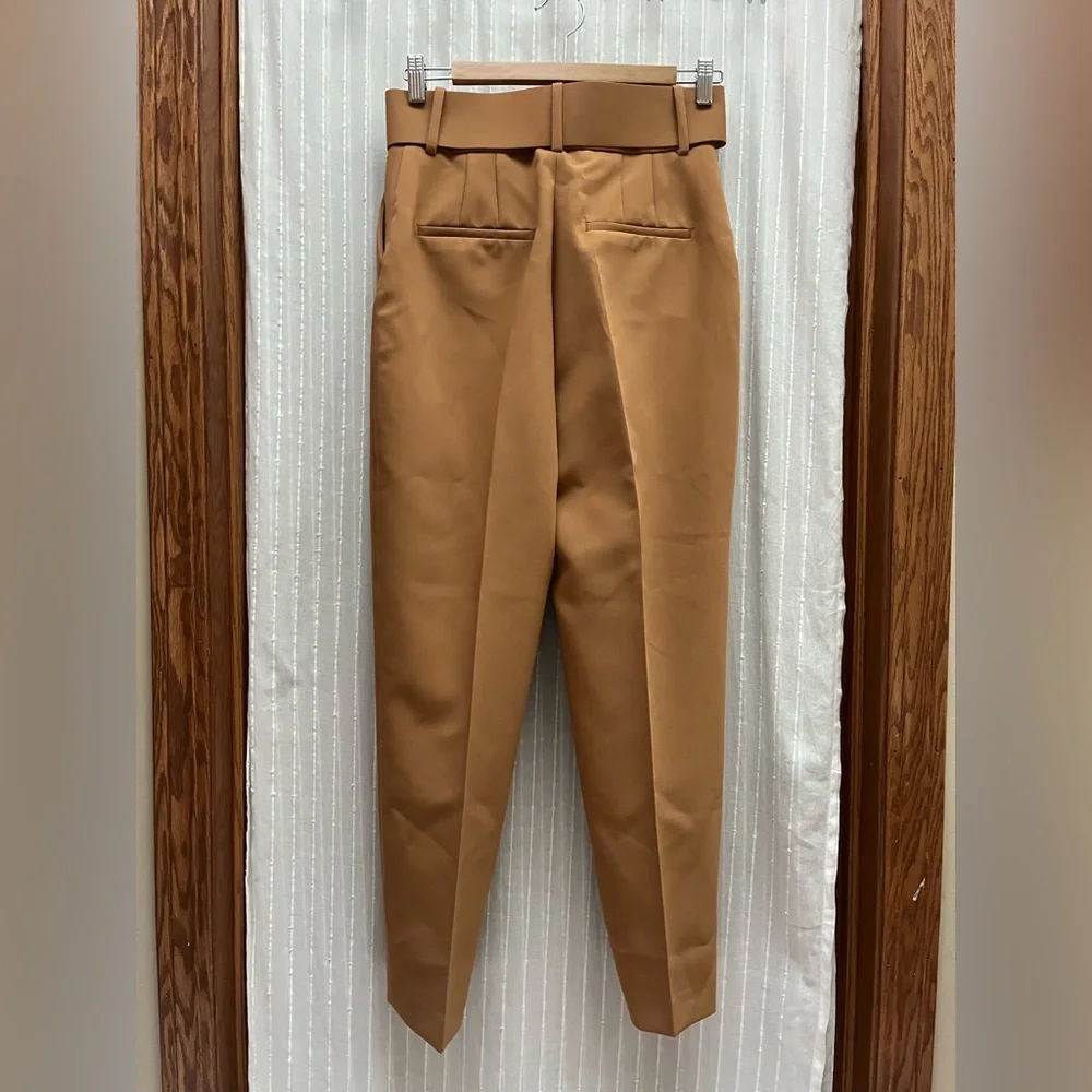 NWT ZARA High Waisted Trousers Belted Pants Blogger Favorite Size S - Picture 7 of 13